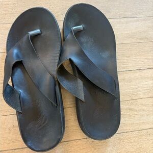 Ancient Greek Black Thong Sandals